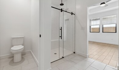 Primary bath shower with glass door