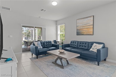 View of tiled living room