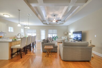 Stunning coffered ceiling in this large open house - great for entertaining