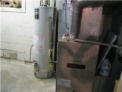 Basement furnace and hot water tank