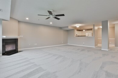 New flooring with gas fireplace.