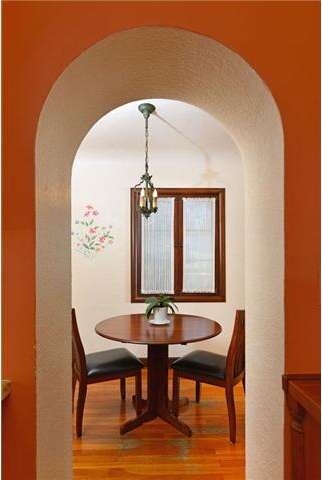 Breakfast nook with hand painted details...