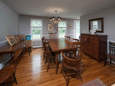 The dining room is open to the...