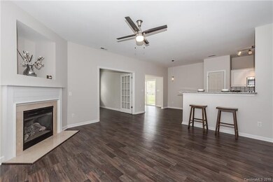 Family room flows into kitchen