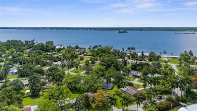 Aerial view of residential area with a nearby body