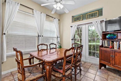 Breakfast nook with door leading to a little patio