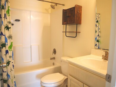 Full bathroom featuring vanity, toilet, and shower