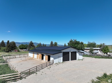 Horse barn with a mountain view