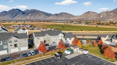 View of mountain background featuring nearby suburban area