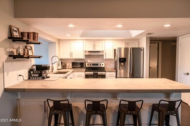 View into kitchen