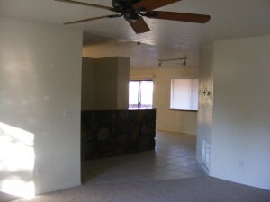 Entry and living room to dining