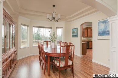 Formal dining with bay window