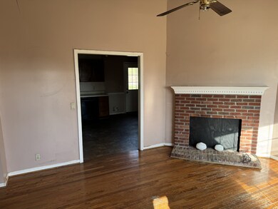 View from living area into kitchen.
