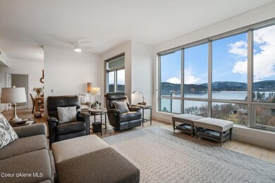 Open great room with a wall of windows
