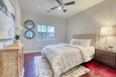 The first-floor bedroom offers a spacious and comf