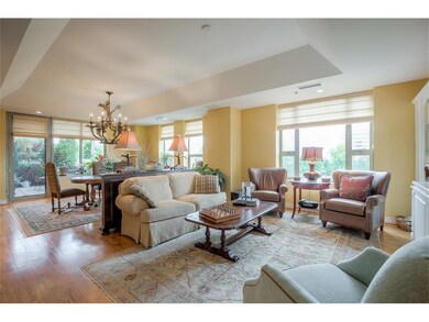 The high ceiling in this open floor plan creates a