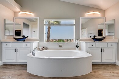 Dual vanities with Vessel sinks, quartz counters,