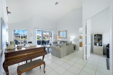Living room featuring light tile patterned floorin