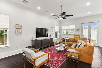 Spacious living area with 10 ft ceilings