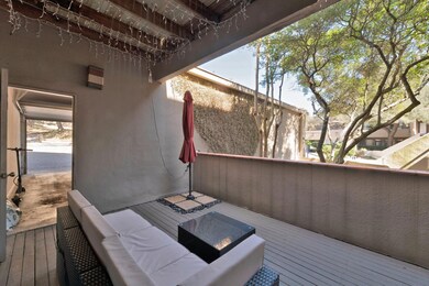 Wooden terrace with an outdoor hangout area