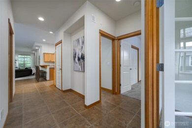 Tile entry with in floor radiant heating throughout the entire home.