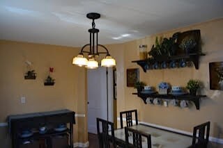 Dining area facing hallway