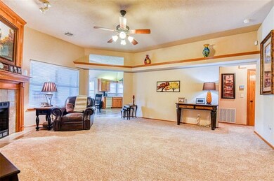 The living room flows into the dining area