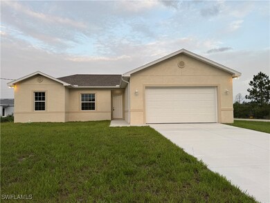 Ranch-style house with stucco siding, concrete dri
