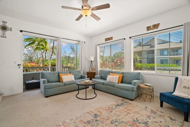 Living-room opens onto Lanai with large windows for light and tradewinds.
