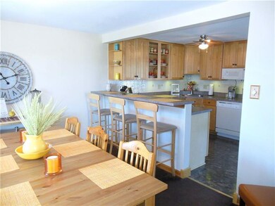 The kitchen has been updated and has a tiered peni