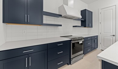 Kitchen with floating shelves