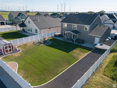 Aerial perspective of suburban area