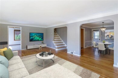 View showing living room, dining room and family r