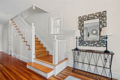 Diamond pane window on landing