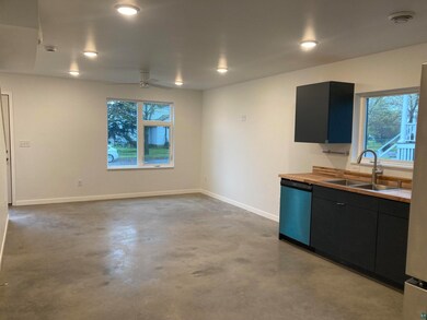 Kitchen with wood counters, stainless steel dishwa