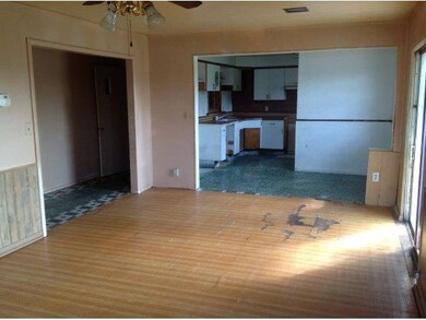 View into kitchen from living