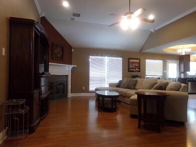 Den with 11 Ft Cathedral Ceilings and Fireplace