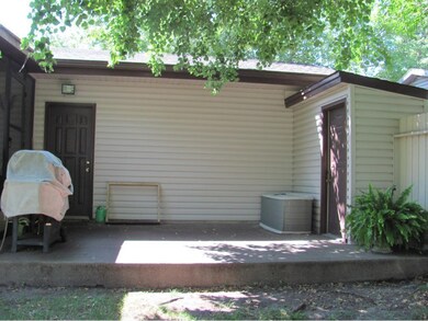 The patio has an attached shed great for storing s