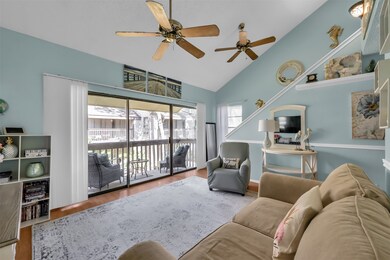 Another view of the living room. The vaulted ceili