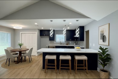 Virtually staged kitchen and breakfast area