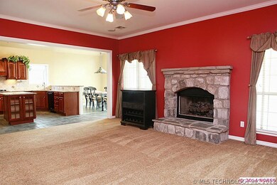 Family room that is open to Kitchen and has a fire