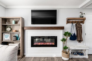 Stunning fireplace with shiplap