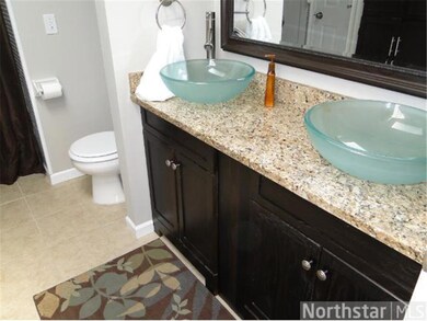 New bathroom!  Granite counter tops.  Double sinks