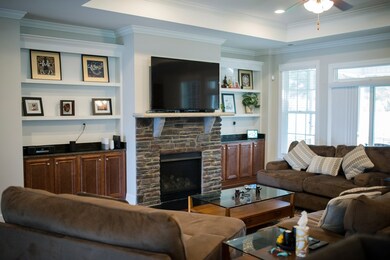 Greatroom w/Stonework Fireplace,  Built-ins