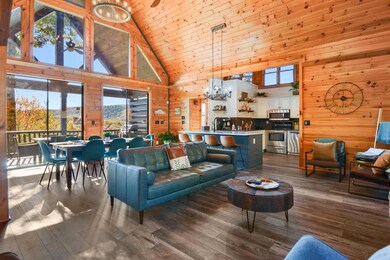 Open Great room with mountain view