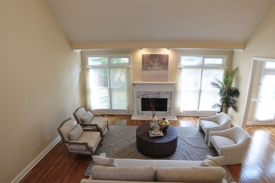 The cathedral ceiling makes a dramatic statement here as well and adds a sense of dimension to the space.