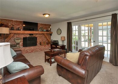 Living room with large gas fireplace!