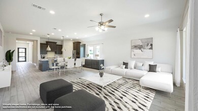 Living area featuring light wood-style flooring, 