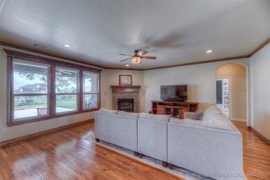 Large living room with fireplace and open concept