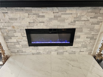 Electric Fireplace on Marble Hearth